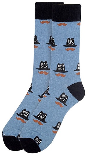 PARQUET Brand Men’s FATHER’S DAY Socks ‘BEST DAD’ (CHOOSE COLOR GRAY OR BLUE) - Novelty Socks for Less