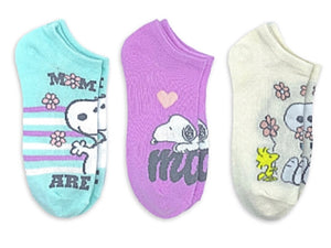 PEANUTS Ladies 3 Pair Of MOTHER’S DAY No Show Socks ‘MOM HUGS ARE BEST’ - Novelty Socks for Less