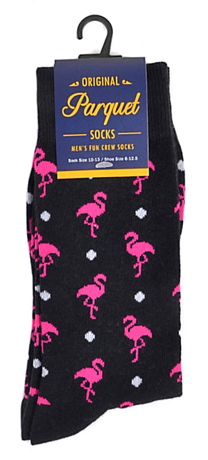 PARQUET BRAND MEN’S PINK FLAMINGOS SOCKS (CHOOSE COLOR) - Novelty Socks for Less