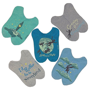 DISNEY PETER PAN & WENDY Ladies 5 Pair Of No Show Socks 'LET THERE BE FLIGHT' - Novelty Socks for Less