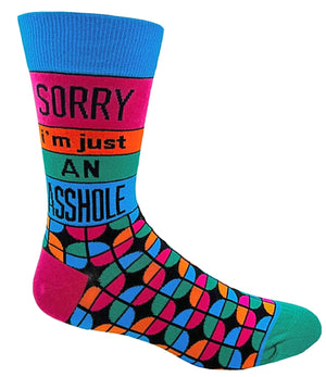 FABDAZ Brand Men’s ‘SORRY I’M JUST AN ASSHOLE’ Socks - Novelty Socks for Less