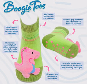 BOOGIE TOES Baby Unisex STARFISH Rattle Gripper Bottom Socks By PIERO LIVENTI - Novelty Socks for Less
