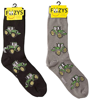 FOOZYS Brand Men’s GREEN TRACTOR 2 Pair Of Socks - Novelty Socks for Less