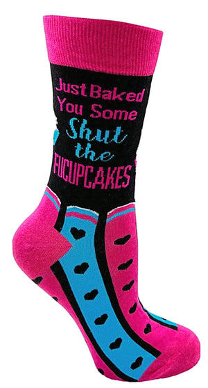 FABDAZ Brand Ladies ‘JUST BAKED YOU SOME SHUT THE FUCUPCAKES’ Socks - Novelty Socks for Less