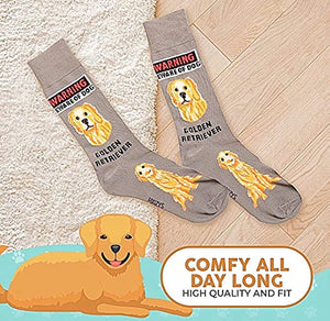 FOOZYS Brand Men’s GOLDEN RETRIEVER WARNING BEWARE OF DOG Socks - Novelty Socks for Less