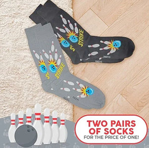 FOOZYS BRAND MEN’S 2 PAIR OF BOWLING SOCKS - Novelty Socks for Less
