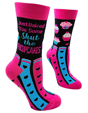 FABDAZ Brand Ladies ‘JUST BAKED YOU SOME SHUT THE FUCUPCAKES’ Socks - Novelty Socks for Less