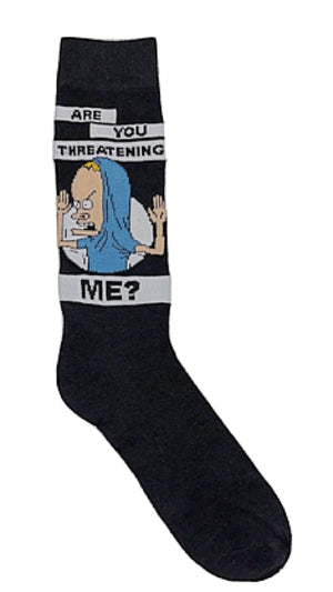 BEAVIS & BUTT-HEAD Men’s Socks 'ARE YOU THREATENING ME?' - Novelty Socks for Less