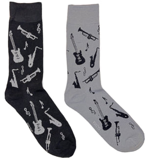 FOOZYS BRAND Men's MUSICAL INSTRUMENTS 2 Pair Of Socks - Novelty Socks for Less
