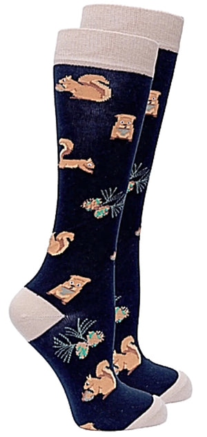 SOCKS N SOCKS Brand Ladies SQUIRREL KNEE HIGH Socks - Novelty Socks for Less