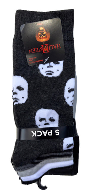 HALLOWEEN II Men’s 5 Pair Of MICHAEL MYERS Socks Gift Set  ‘THERE IS NO PLACE TO HIDE’ - Novelty Socks for Less