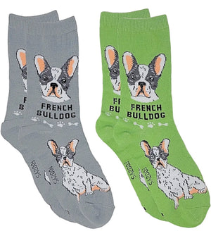 FOOZYS Ladies 2 Pair FRENCH BULLDOG Socks - Novelty Socks for Less