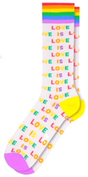 FUN SOCKS BRAND Men’s PRIDE SOCKS 'LOVE IS LOVE' In RAINBOW COLORS - Novelty Socks for Less