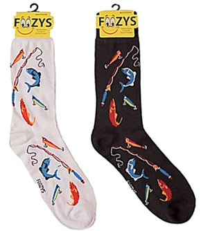 FOOZYS Brand Men’s FLY FISHING 2 Pair Of Socks - Novelty Socks for Less