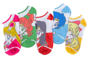 SAILOR MOON LADIES 5 PAIR OF ANKLE SOCKS BIOWORLD BRAND - Novelty Socks for Less