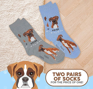 FOOZYS Ladies 2 Pair BOXER DOG Socks - Novelty Socks for Less