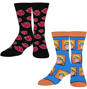 NARUTO SHIPPUDEN Unisex 2 Pair Of Socks AKARSUKI ODD SOX Brand - Novelty Socks for Less