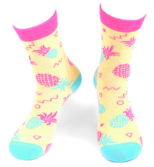 PARQUET BRAND Ladies PINEAPPLE Socks (CHOOSE COLOR RED OR YELLOW) - Novelty Socks for Less