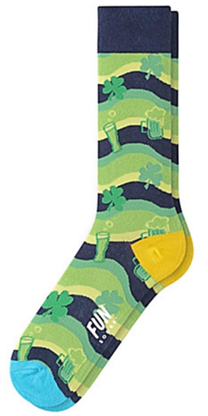 FUN SOCKS Brand Men’s ST. PATRICK’S DAY Socks BEER & SHAMROCKS - Novelty Socks for Less