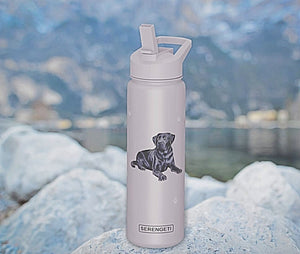 BLACK LABRADOR Dog Stainless Steel 24 Oz. Water Bottle SERENGETI BRAND By E&S Pets - Novelty Socks for Less