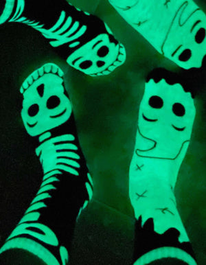 PALS SOCKS Brand Unisex GHOST & SKELETON Mismatched Gripper Bottom Socks (CHOOSE SIZE) - Novelty Socks for Less