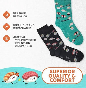 FOOZYS BRAND LADIES 2 PAIR SUSHI SOCKS - Novelty Socks for Less