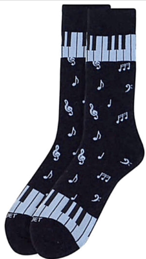 Parquet Brand Men’s PIANO KEY Socks (CHOOSE COLOR WHITE OR BLACK) - Novelty Socks for Less