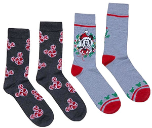 DISNEY Men’s 2 Pair Of MICKEY MOUSE CHRISTMAS Socks - Novelty Socks for Less