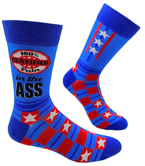 FABDAZ Brand Men’s ‘100% CERTIFIED PAIN IN THE ASS’ Socks - Novelty Socks for Less
