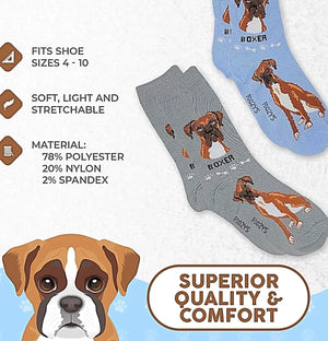 FOOZYS Ladies 2 Pair BOXER DOG Socks - Novelty Socks for Less