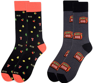 Parquet Brand Men’s CASINO JACKPOT GAMBLING SLOT MACHINE Socks (CHOOSE COLOR) - Novelty Socks for Less