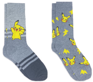 POKÉMON Men’s 2 Pair Of PIKACHU Socks With LIGHTENING BOLTS - Novelty Socks for Less