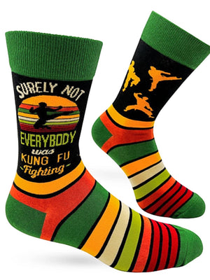 FABDAZ BRAND Men's KARATE SOCKS ‘SURELY NOT EVERYBODY WAS KUNG FU FIGHTING’ - Novelty Socks for Less
