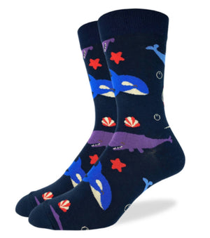 GOOD LUCK SOCK Brand Men’s WHALES Socks - Novelty Socks for Less