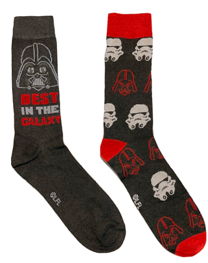 DISNEY STAR WARS Men’s 2 Pair Of FATHER’S DAY Socks DARTH VADER ‘BEST IN THE GALAXY’