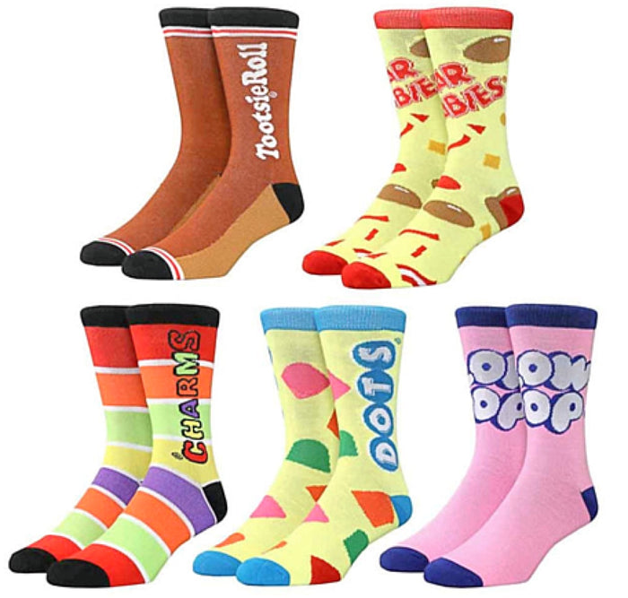 TOOTSIE ROLL Men’s 5 Pair Of Socks Gift Set CHARMS, BLOW POP BIOWORLD Brand