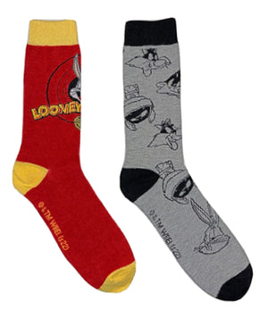 LOONEY TUNES Men’s 2 Pair Of Socks BUGS BUNNY, MARVIN THE MARTIAN & DAFFY DUCK - Novelty Socks for Less