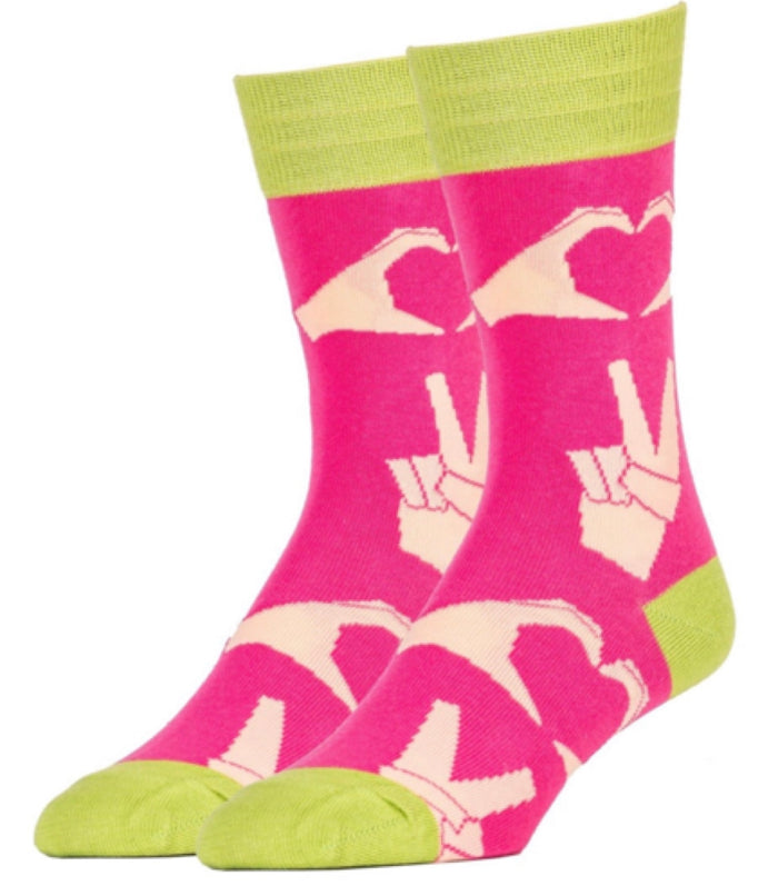 OOOH YEAH Mens VALENTINES DAY Socks ‘PEACE AND LOVE’