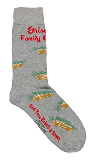 CHRISTMAS VACATION Men’s Socks STATION WAGON & TREE 'DID YOU BRING A SAW?' - Novelty Socks for Less