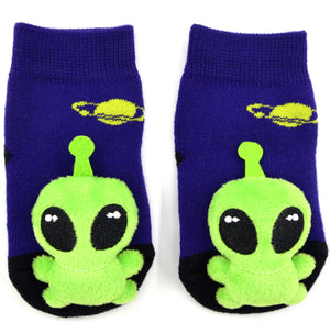 BOOGIE TOES Unisex Baby ALIEN Rattle GRIPPER BOTTOM Socks By PIERO LIVENTI - Novelty Socks for Less