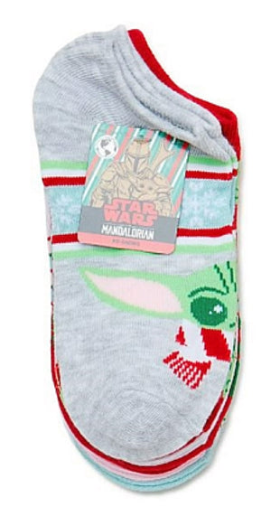 STAR WARS LADIES BABY YODA CHRISTMAS 6 PAIR OF NO SHOW SOCKS - Novelty Socks for Less
