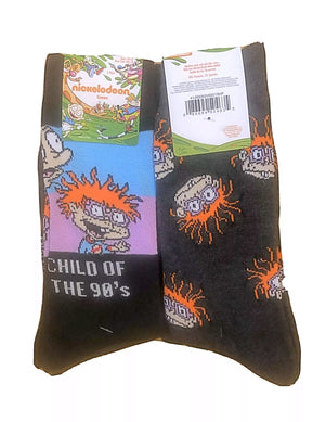 RUGRATS Men’s 2 Pair CHUCKIE & TOMMY Socks ‘CHILD OF THE 90’s’ - Novelty Socks for Less