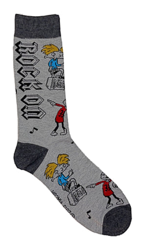 HEY ARNOLD MEN’S SOCKS WITH GERALD JOHANNSEN ‘ROCK ON’ - Novelty Socks for Less