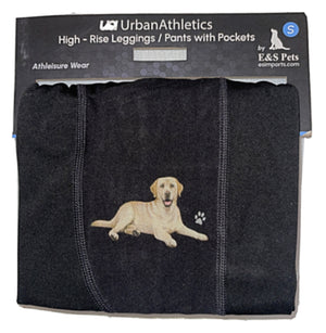 URBAN ATHLETICS Ladies YELLOW LABRADOR High Rise Leggings With Pockets E&S Pets - Novelty Socks for Less