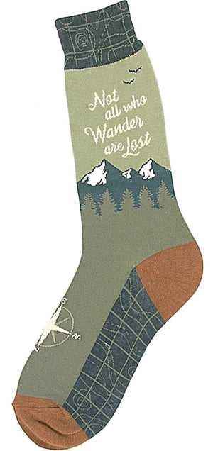 FOOT TRAFFIC Brand Mens NOT ALL WHO WANDER Socks - Novelty Socks for Less