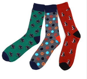 PARQUET BRAND Men’s 3 Pair Of Socks OCTOPUS, CATS - Novelty Socks for Less