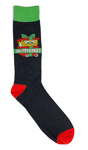 SPONGEBOB SQUAREPANTS Men’s CHRISTMAS Socks ‘NO PEEKING’ - Novelty Socks for Less
