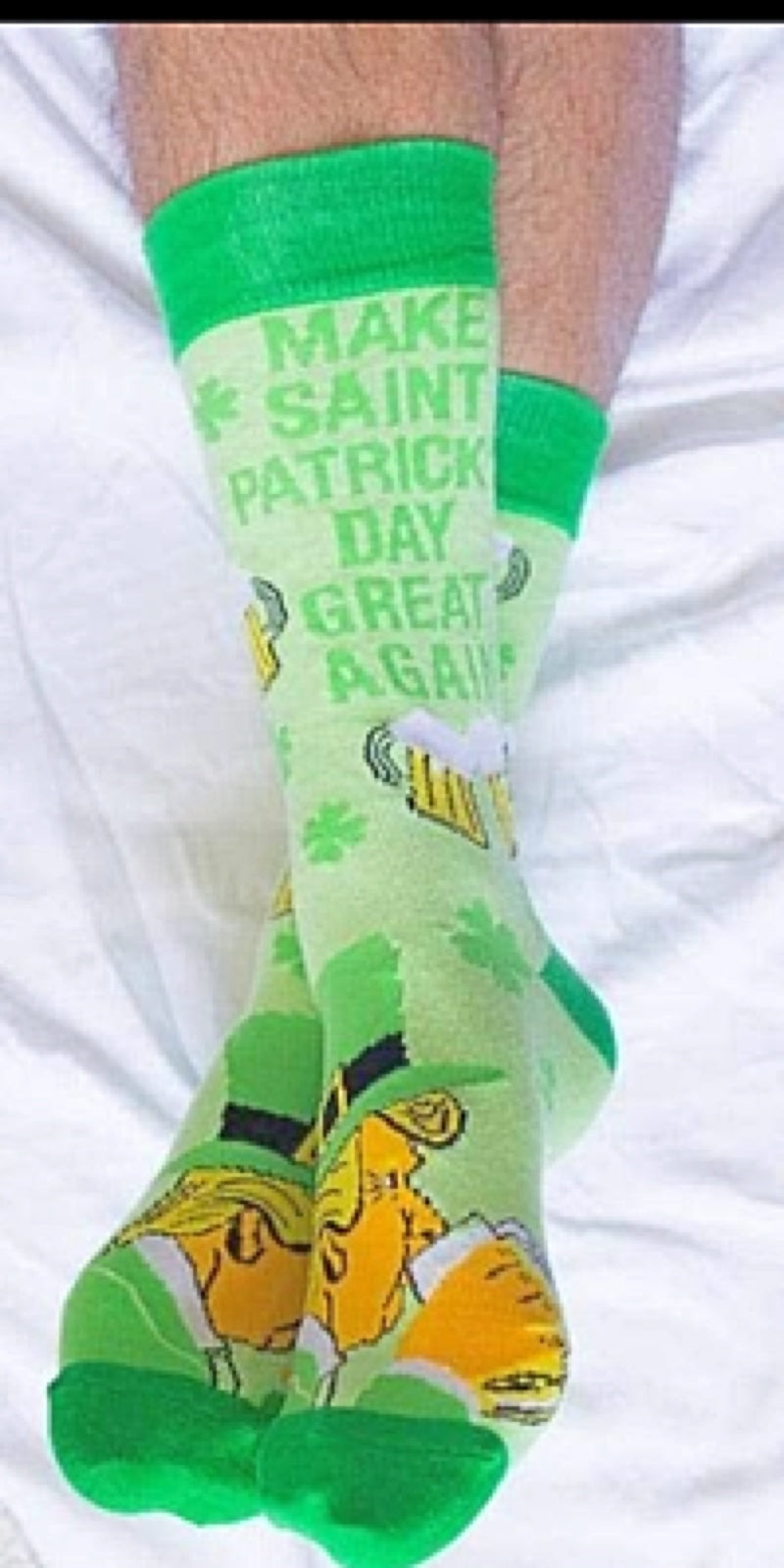 CRAZY DOG BRAND MEN’S TRUMP ST. PATRICKS DAY SOCKS ‘MAKE SAINT PATRICK’S DAY GREAT AGAIN’ - Novelty Socks for Less