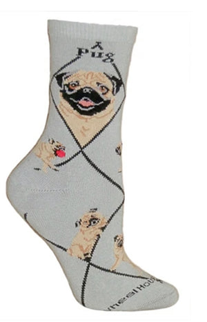 WHEEL HOUSE DESIGNS MEN’S SMILING PUG DOG SOCKS - Novelty Socks for Less