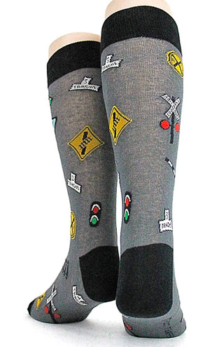 FOOT TRAFFIC Mens RAILROAD/TRAIN Socks - Novelty Socks for Less